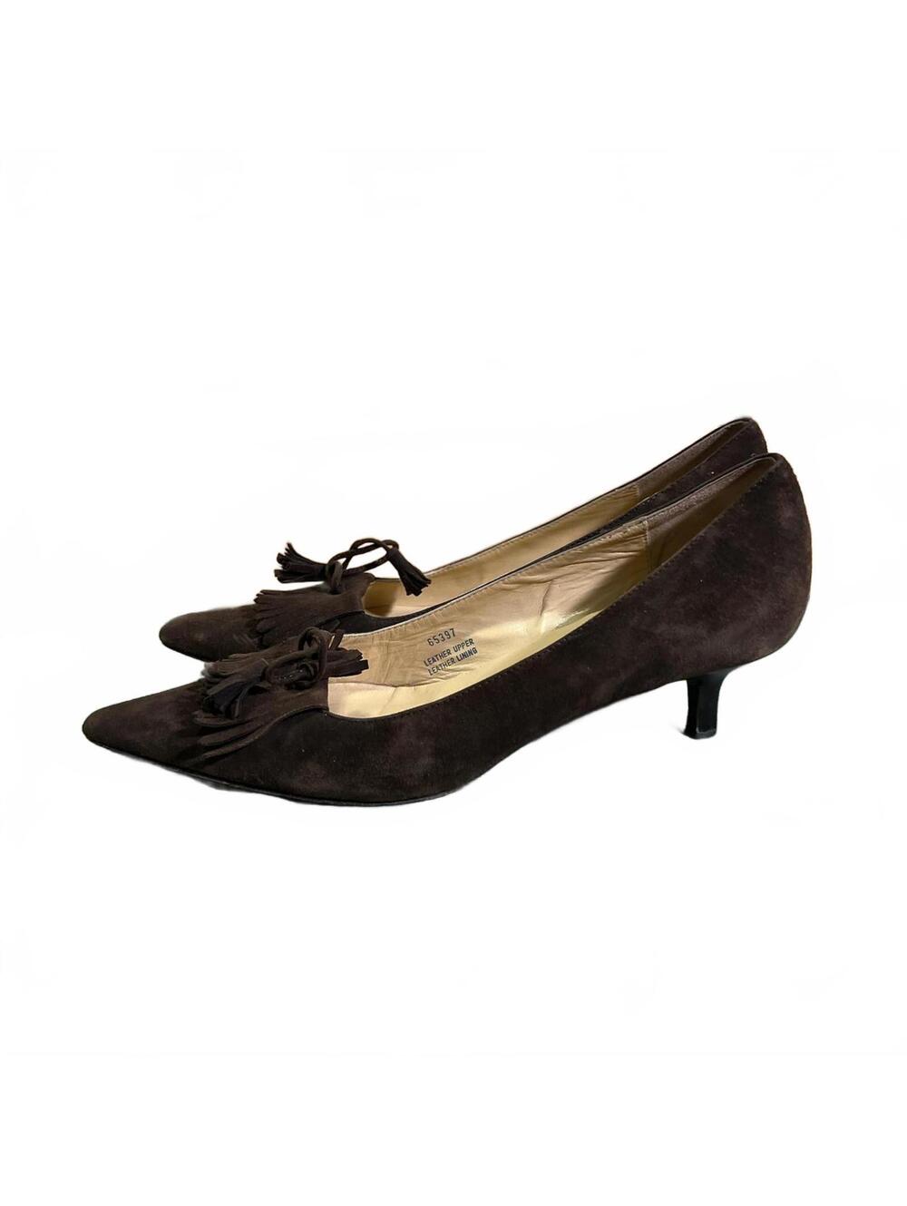 J Crew Brown Suede Pointed Toe Pumps with Fringe Tassels Made in Italy Women 8.5